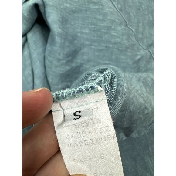 CP SHADES TEAL HATCHED 100% LINEN SLEEVELESS LIGHT AIRY LAGENLOOK MIDI DRESS S - Picture 15 of 16